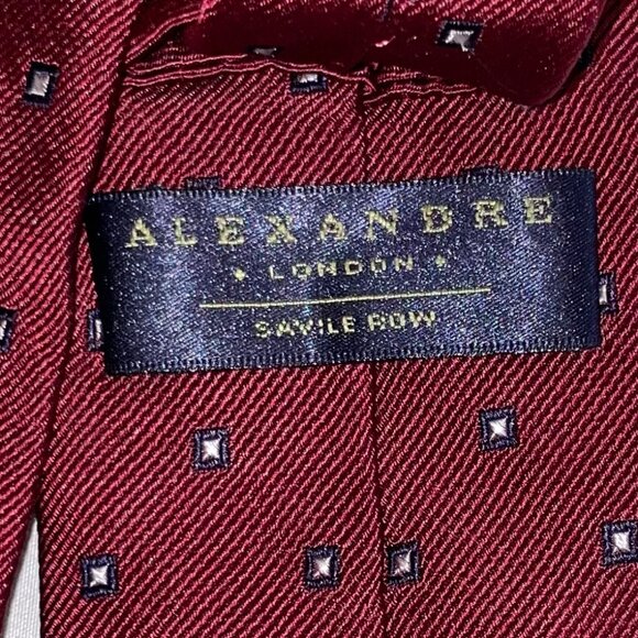 Alexandre London Saville Row Men's Red and Navy Blue Neck Tie 100% Silk - Picture 6 of 7